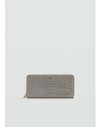 Mango - Large Croc-Effect Wallet - Lyst