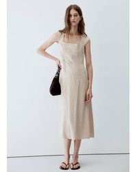 Mango - Square-Neck Dress With Seam Detailing - Lyst