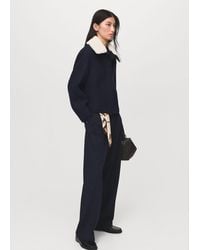 Mango - Jacke Aus Wollmischung Mit Lammfellkragen - Lyst
