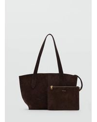 Mango - Suede Mini Shopper Bag - Lyst