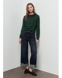 Mango - Pull Maille Col Drapé Vert Foncé - Lyst