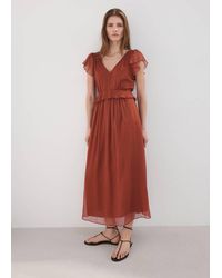 Mango - Long Ruffled Dress - Lyst