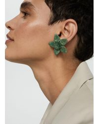 Mango - Flowers Raffia Earrings - Lyst