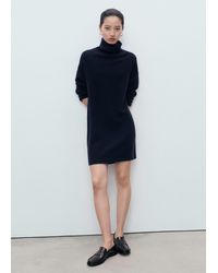 Mango - Kurzes Strickkleid Mit Rollkragen - Lyst