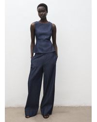 Mango - Top Crop Denim Blu - Lyst