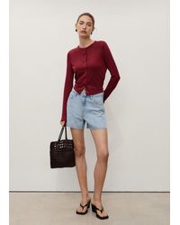 Mango - Short En Jean Droit Taille Haute Bleu Clair - Lyst