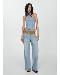 Mango - Denim Strapless Top Medium - Lyst