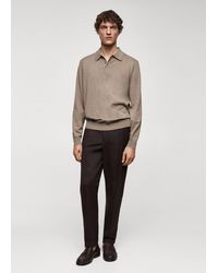 Mango - Long-sleeved Cotton Jersey Polo Shirt Medium - Lyst