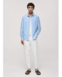 Mango - Regular-fit 100% Cotton Shirt With Pocket Sky - Lyst