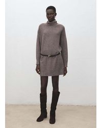 Mango - Knitted Turtleneck Dress - Lyst