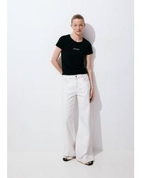 Mango - Logo Print Cotton T-Shirt - Lyst