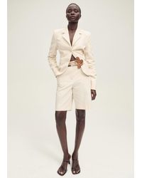 Mango - Linen-Blend Suit Bermuda Shorts - Lyst