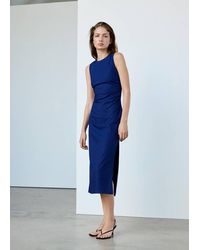 Mango - Side Ruched Dress With Tie Detail - Lyst