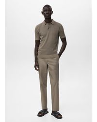 Mango - Baumwoll-Poloshirt Mit Lochmuster - Lyst