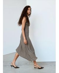 Mango - Asymmetric Textured Checked Dress - Lyst
