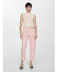Mango - Slouchy Jeans With Cuffed Belt Light/pastel - Lyst