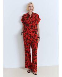 Mango - Flowy Printed Trousers - Lyst