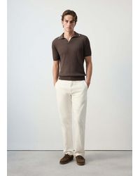 Mango - Ribbed Linen Lyocell Blend Polo - Lyst