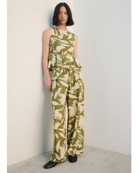 Mango - Floral Print Straight Trousers - Lyst