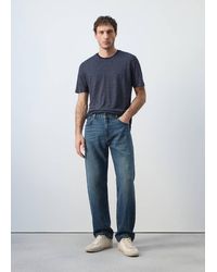 Mango - Striped Slim-Fit Linen T-Shirt - Lyst
