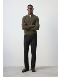 Mango - Fine-Knit Sweater With Zip - Lyst