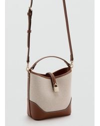 Mango - Contrasting Canvas Bucket Bag - Lyst