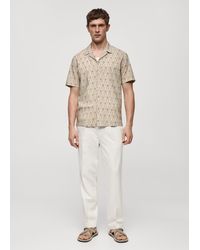 Mango - Printed Viscose-Cotton Bowling Shirt - Lyst