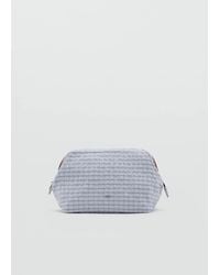 Mango - Checked Cotton Wash Bag - Lyst