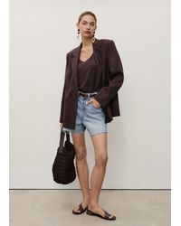 Mango - Jeansshorts Mit Ausgefranstem Saum - Lyst