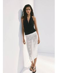 Mango - Jupe En Crochet Semi-Transparente À Fleurs Blanc - Lyst