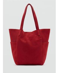 Mango - Leather Shopper Bag - Lyst