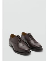 Mango - Scarpa Oxford Pelle Marrone - Lyst