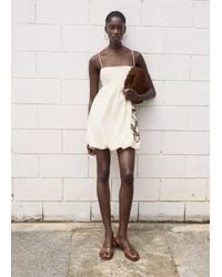 Mango - Balloon Dress With Embroidered Flowers - Lyst
