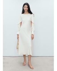 Mango - Satin Dress With Slit Sleeves - Lyst