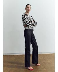Mango - Zebra Print Knitted Jumper - Lyst