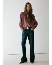 Mango - Checked Blouse With V-Neckline - Lyst