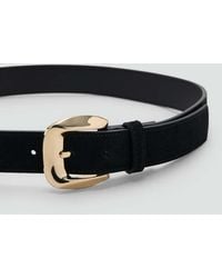 Mango - Suede Belt With Square Buckle - Lyst