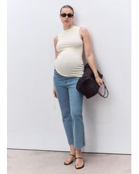 Mango - Maternity Flared Cropped Jeans - Lyst