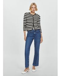 Mango - Striped Cardigan With Jewel Buttons Off - Lyst