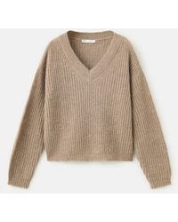 MANGO TEEN - V-Neck Knit Jumper With Metallic Yarn - Lyst