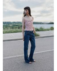 Mango - Draped Checkered Top - Lyst