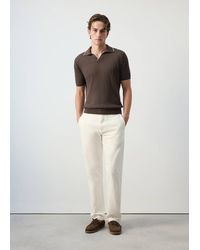 Mango - Ribbed Linen Lyocell Blend Polo - Lyst