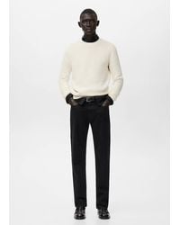 Mango - 100% Cotton Structured Knitted Sweater - Lyst