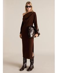 Mango - Asymmetrical Dress With Gathered Sides - Lyst