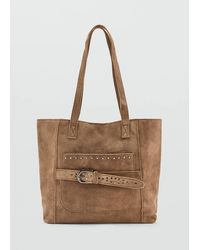 MANGO TEEN - Studded Leather Shopper Bag - Lyst