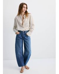Mango - High-Waisted Barrel Jeans - Lyst