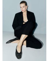 Mango - Mesh Ballet Flats With Studs - Lyst