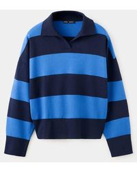 Mango - Striped Polo-Neck Sweater - Lyst