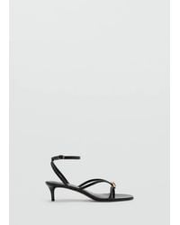 Mango - Heeled Sandal With Metallic Bead Straps - Lyst