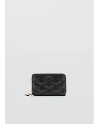 Mango - Faux Leather Wallet With Geometric Topstitching - Lyst